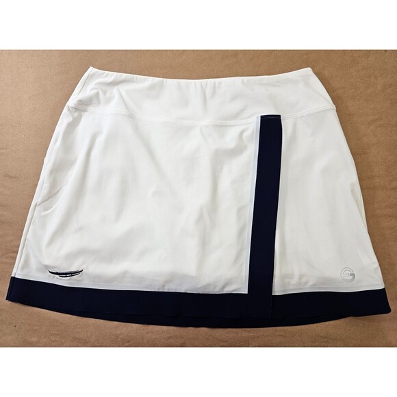 GC Women's L Foray Golf White & Navy Color block Golf Skort Skirt with Shorts - Picture 2 of 8
